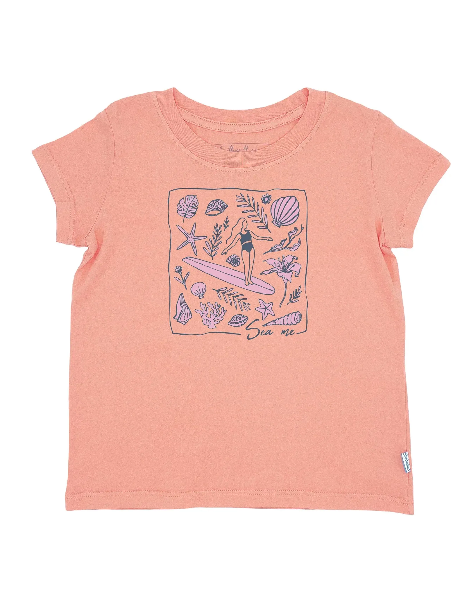 12mos, 18mos, 4yrs Sea Me Everyday Vintage Tee in Papaya