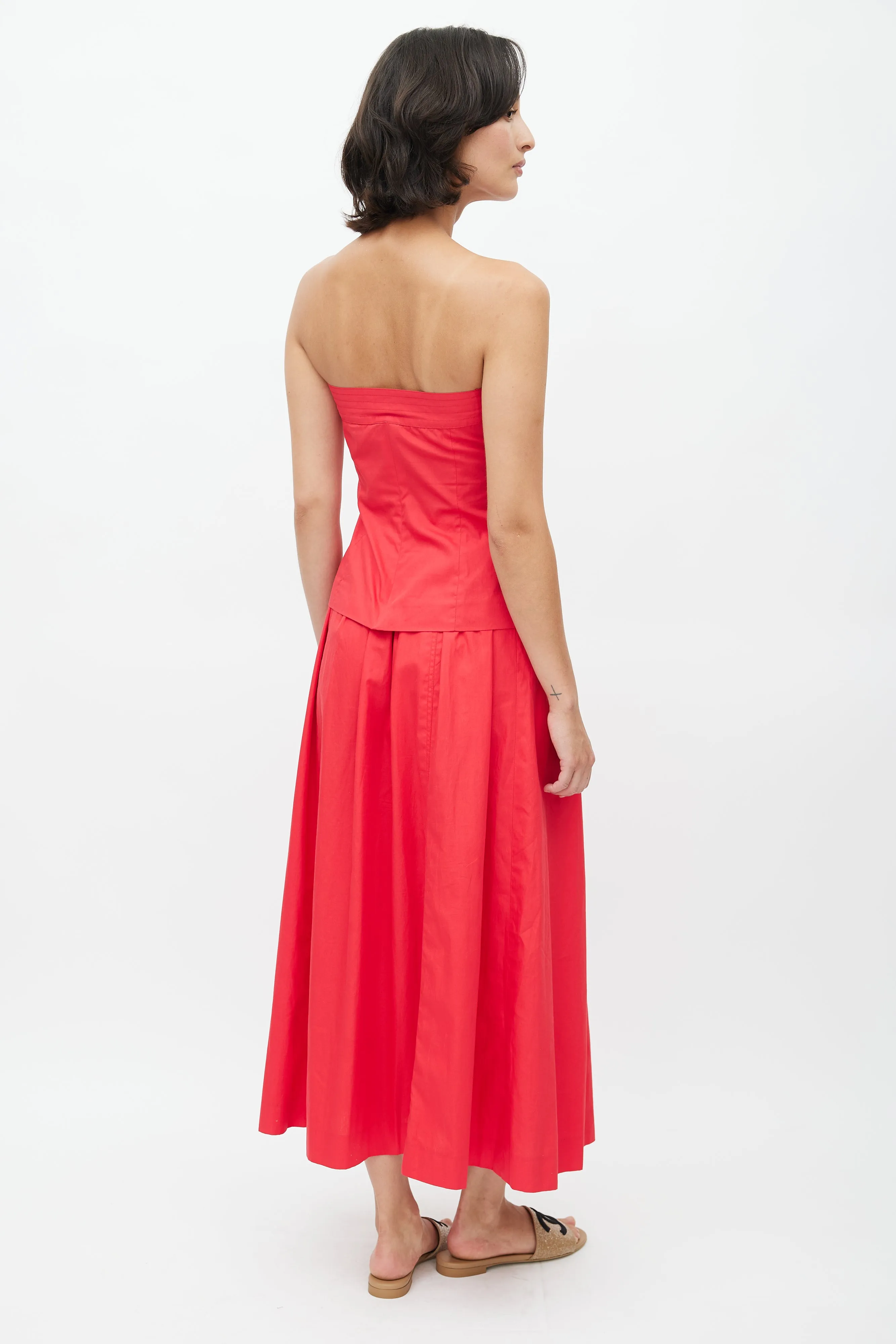 1980s Red Bustier & Skirt Set