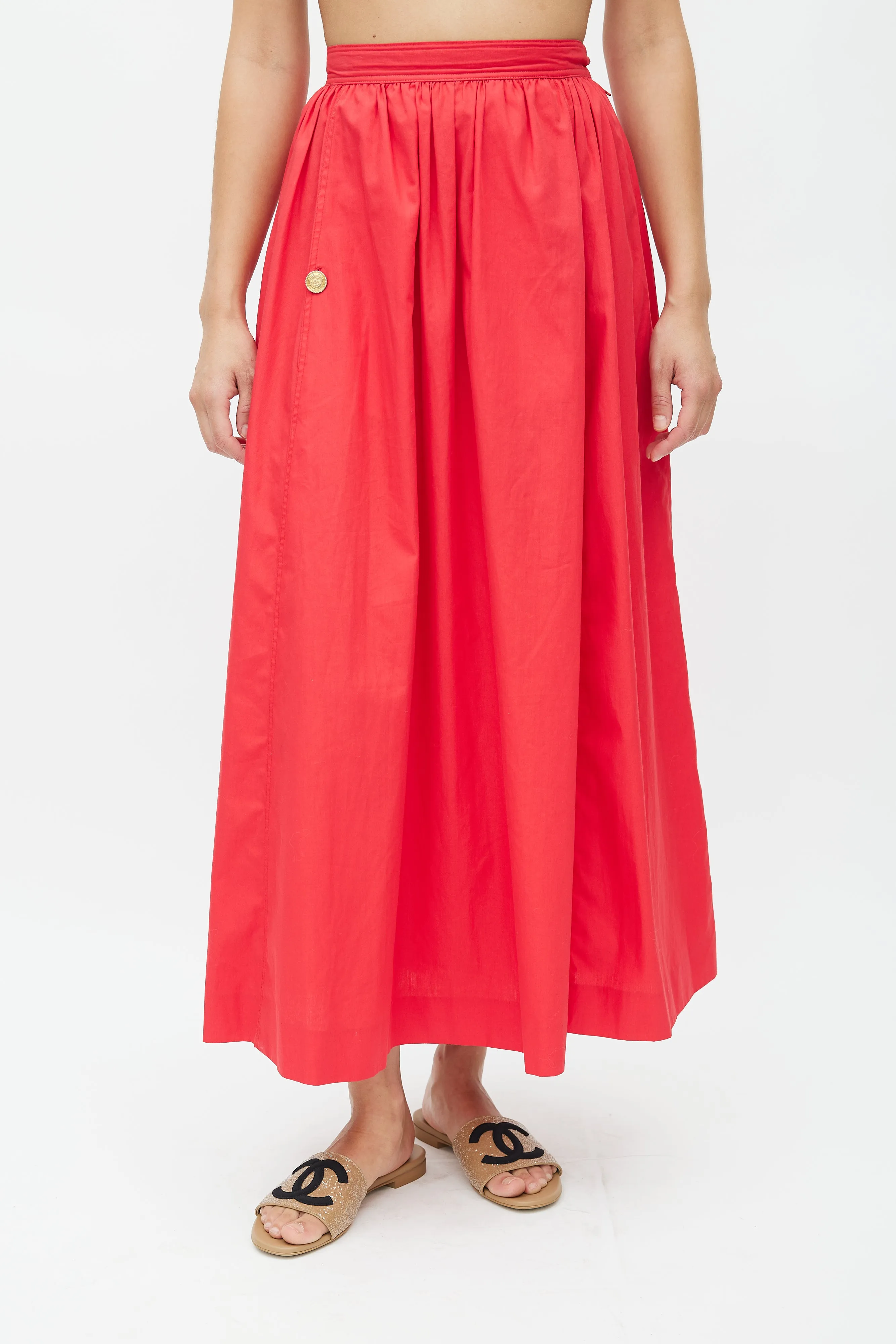 1980s Red Bustier & Skirt Set