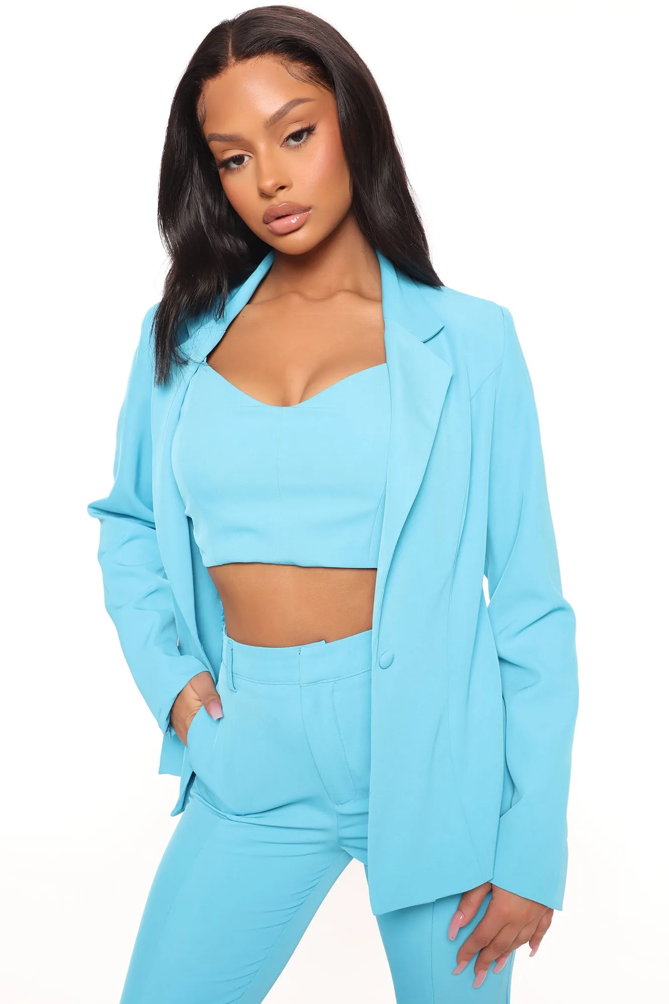 Adele 3 Piece Blazer Pant Set 34 - Blue