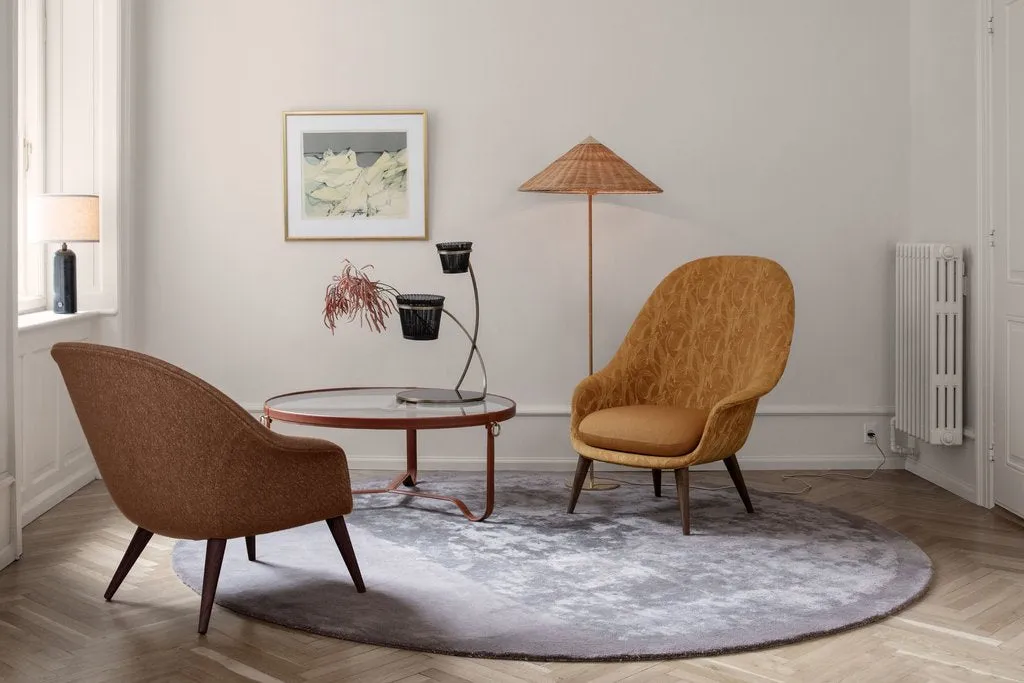 BAT LOUNGE CHAIR - FULLY UPHOLSTERED, LOW BACK, CONIC BASE