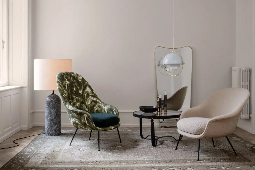 BAT LOUNGE CHAIR - FULLY UPHOLSTERED, LOW BACK, CONIC BASE