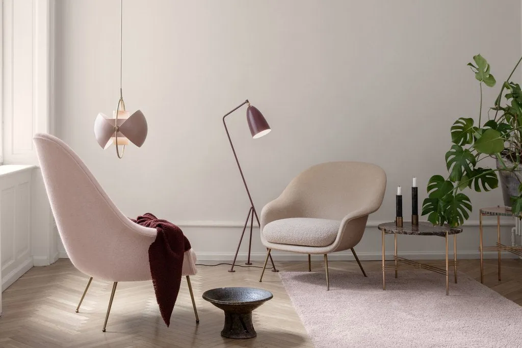 BAT LOUNGE CHAIR - FULLY UPHOLSTERED, LOW BACK, CONIC BASE