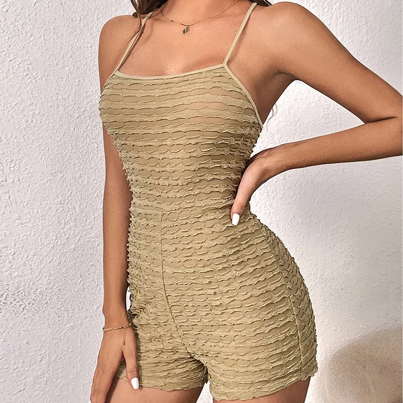 BerriesJam - Backless Lace Up Hip Wrap One Piece Shorts