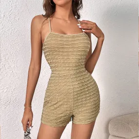 BerriesJam - Backless Lace Up Hip Wrap One Piece Shorts