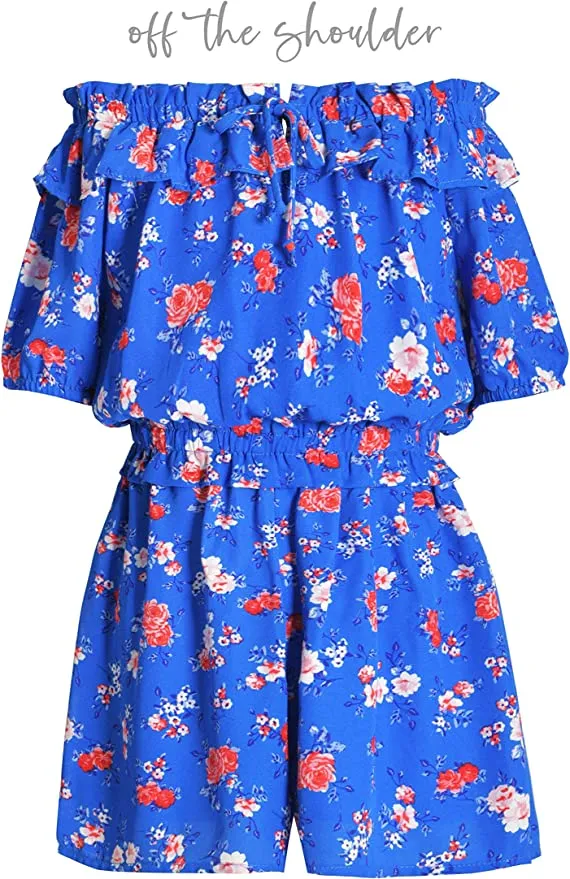 Big Girl’s Ruffle Vintage Floral Print Romper