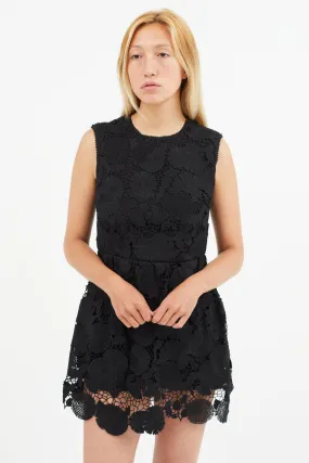 Black Floral Lace Sleeveless Romper