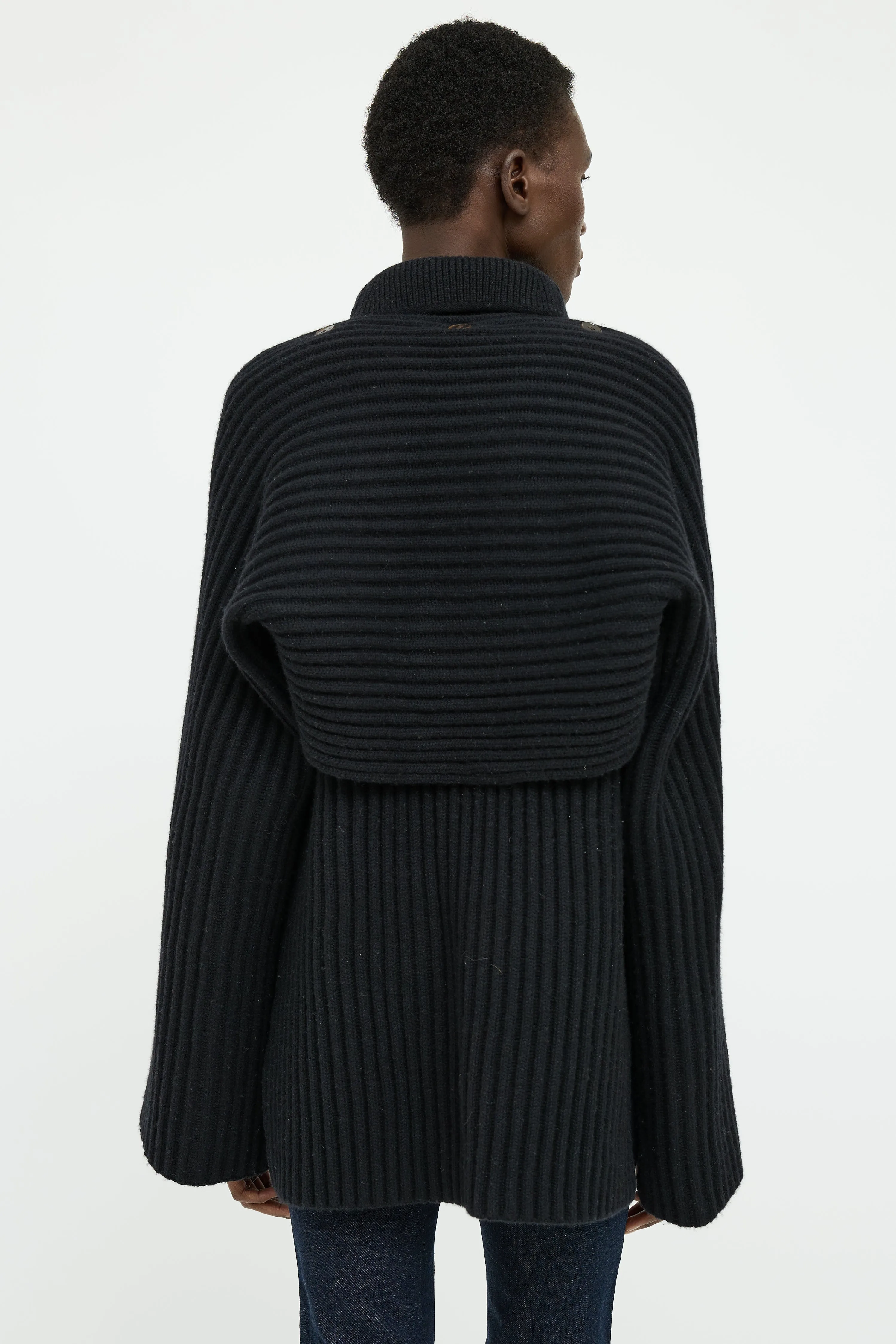 Black Knit Sleeveless Top Bolero Set