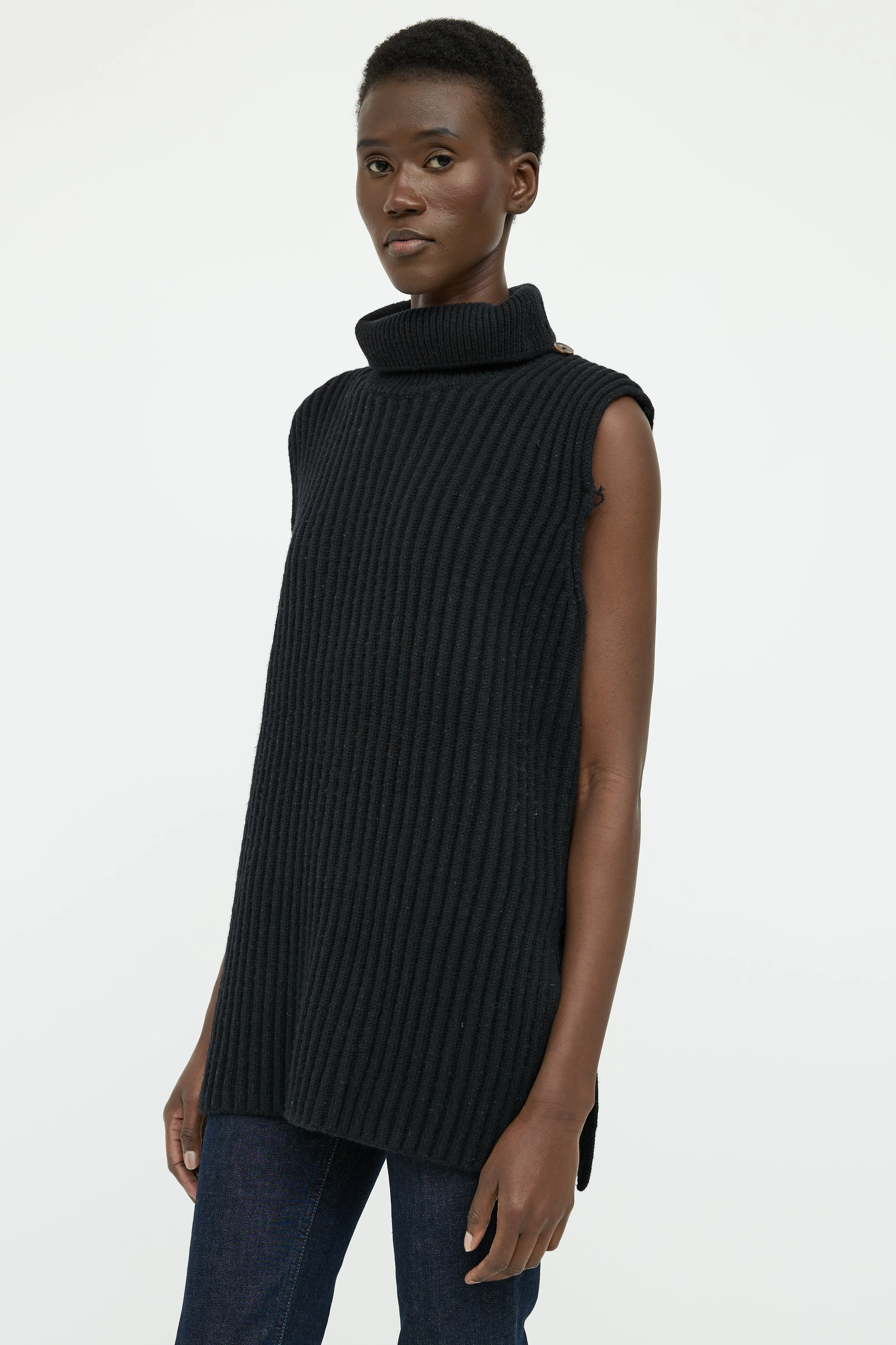 Black Knit Sleeveless Top Bolero Set