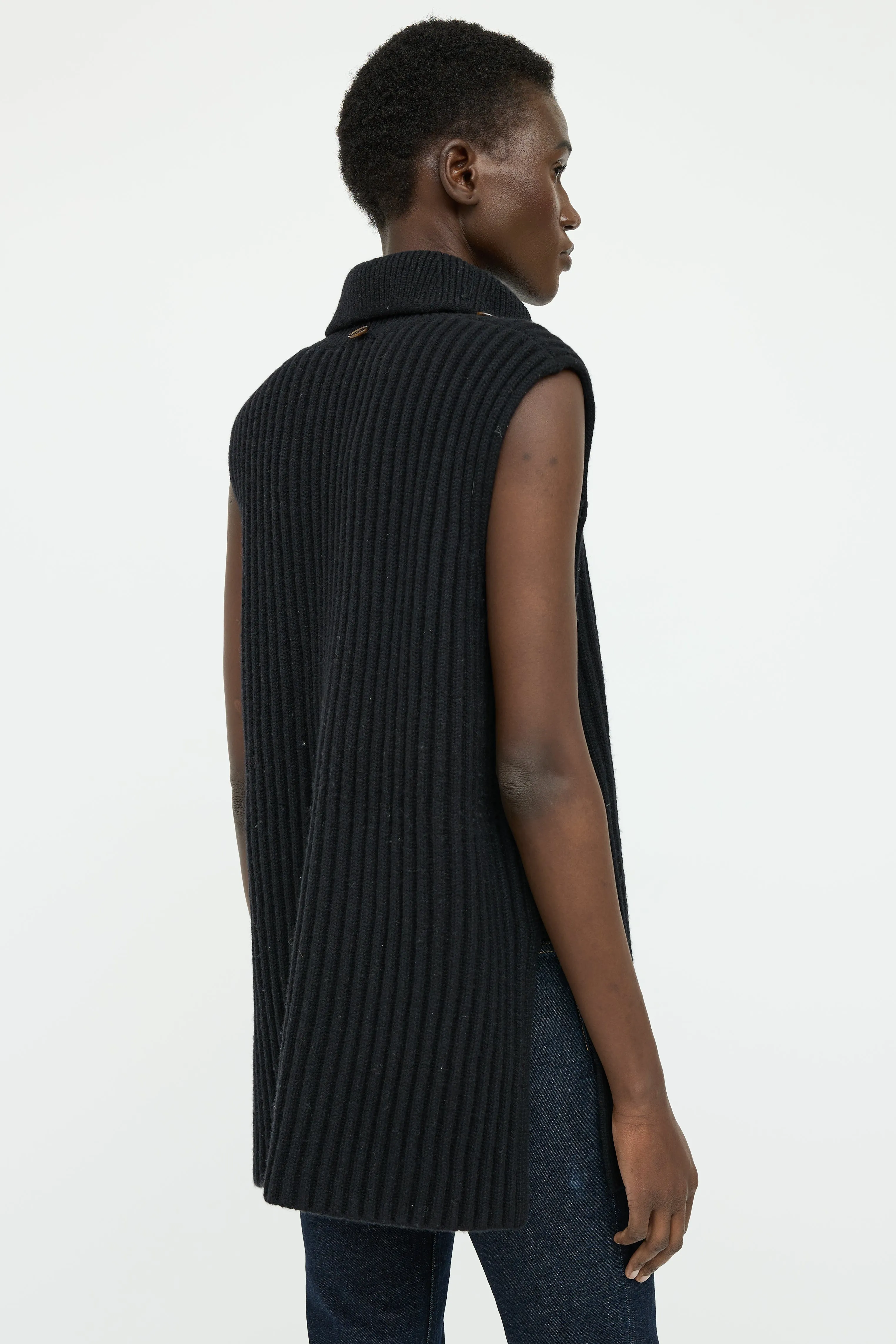 Black Knit Sleeveless Top Bolero Set