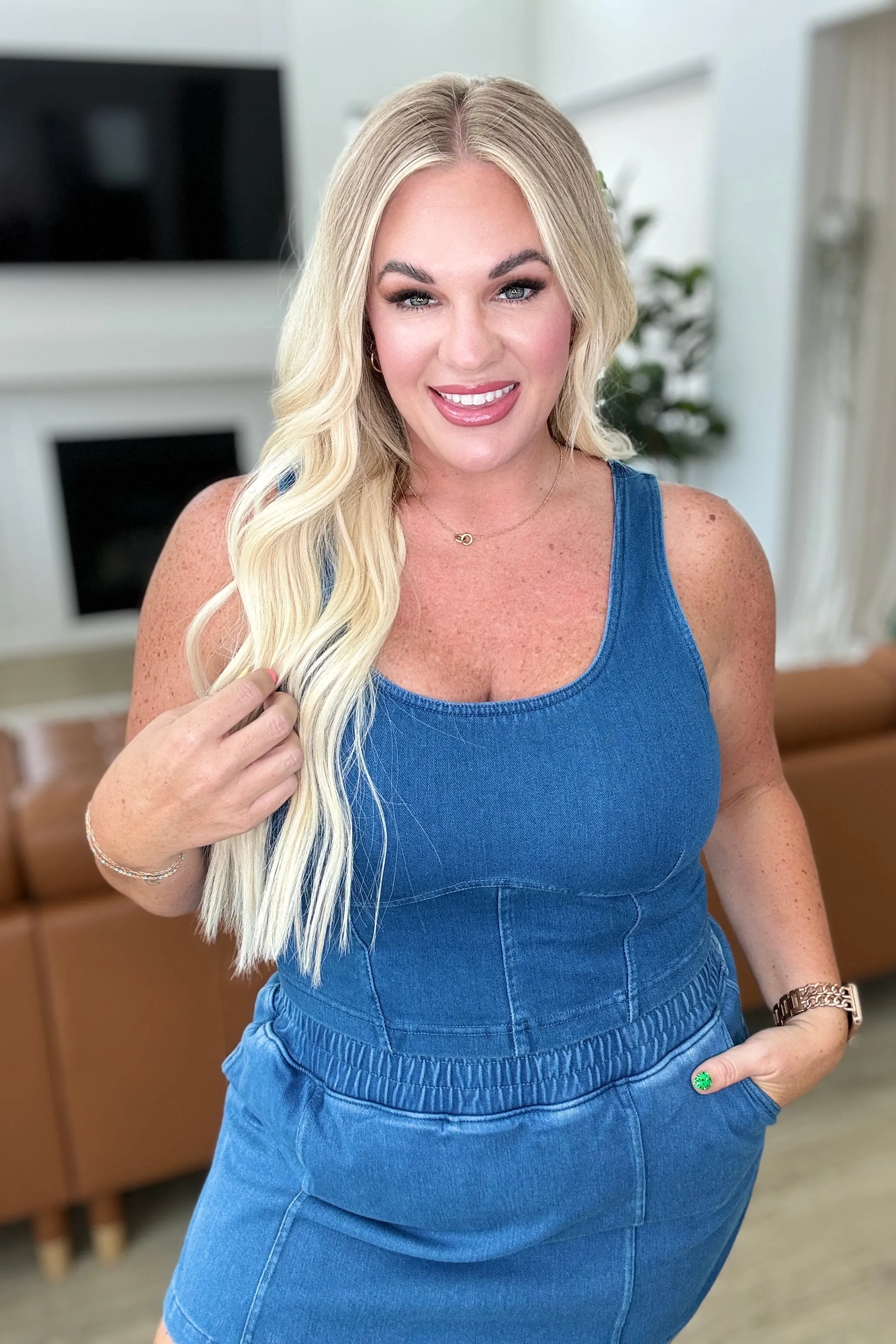 Corset Tank Top in Light Denim
