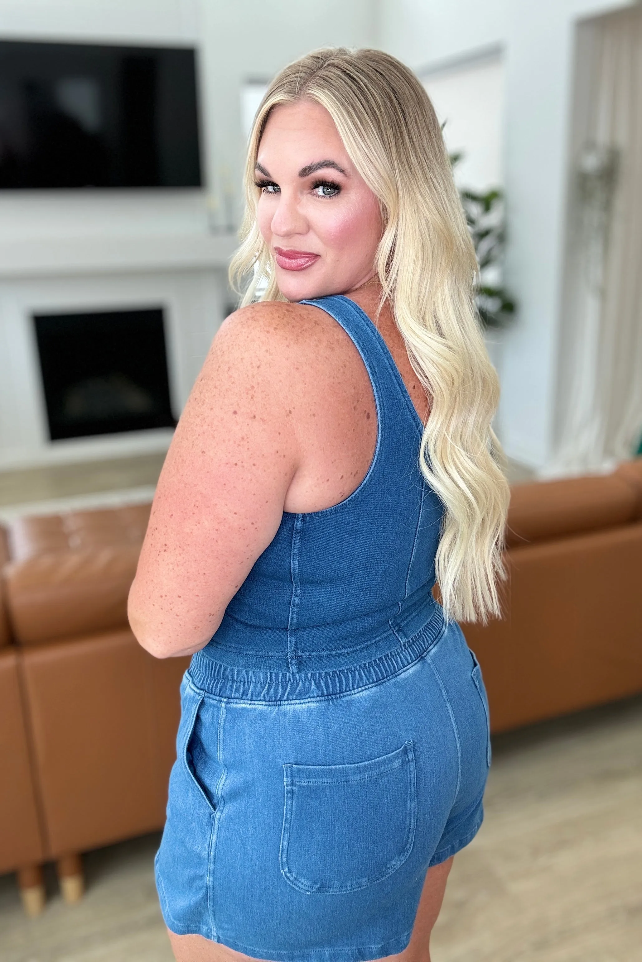 Corset Tank Top in Light Denim