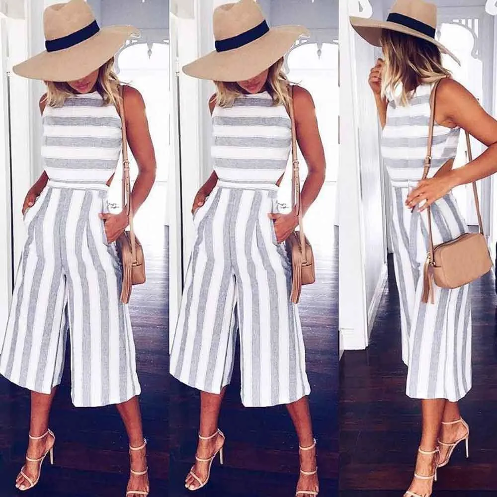 femme Striped Jumpsuit