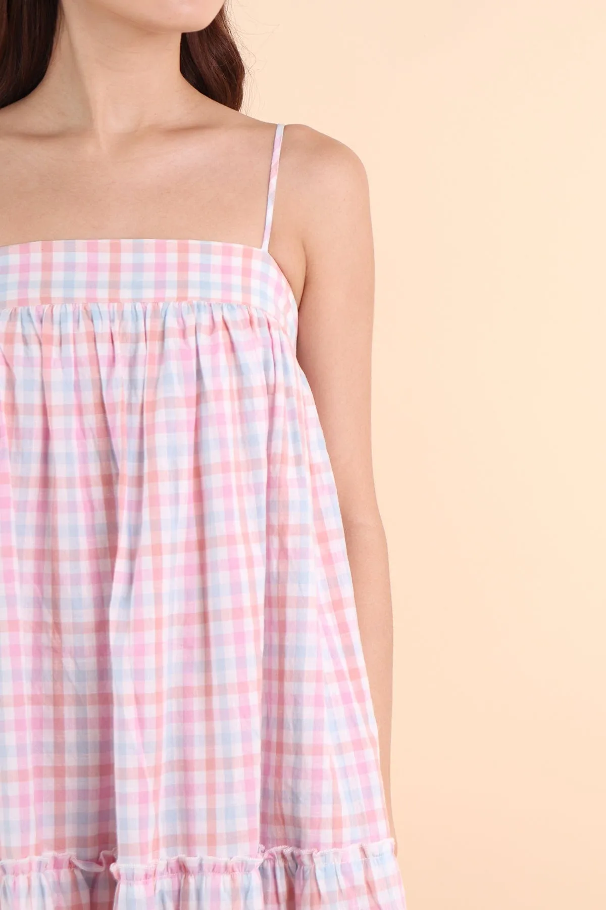 LICHFIELD GINGHAM ROMPER DRESS IN PINK