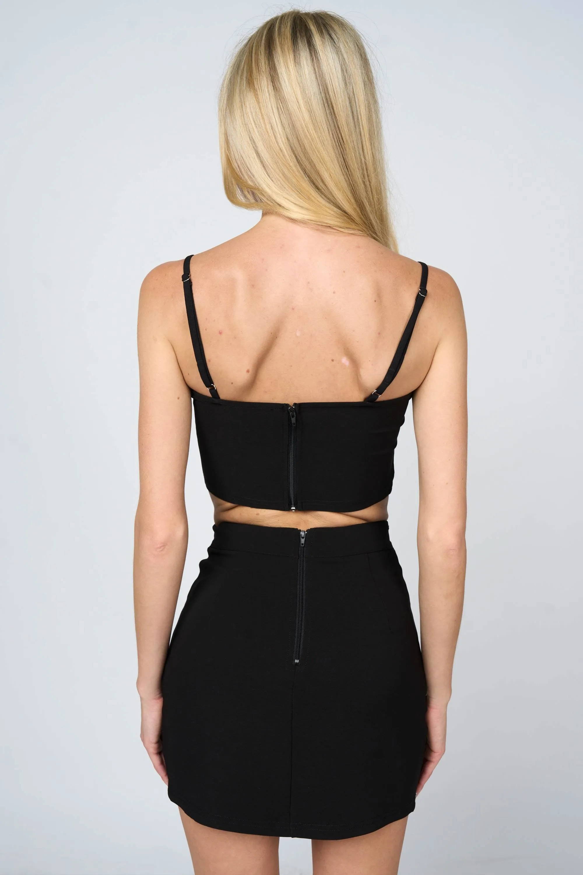 LUXE BOWS DESIGN CROP TOP & MINI SKIRT SETS