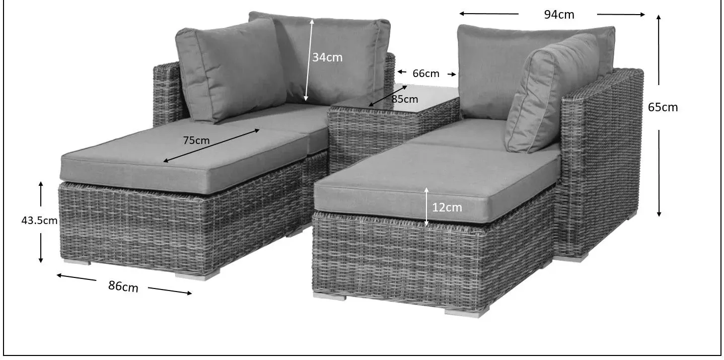 Mirage 4 Seater 5pc Multi Setting Relaxer Set- Grey