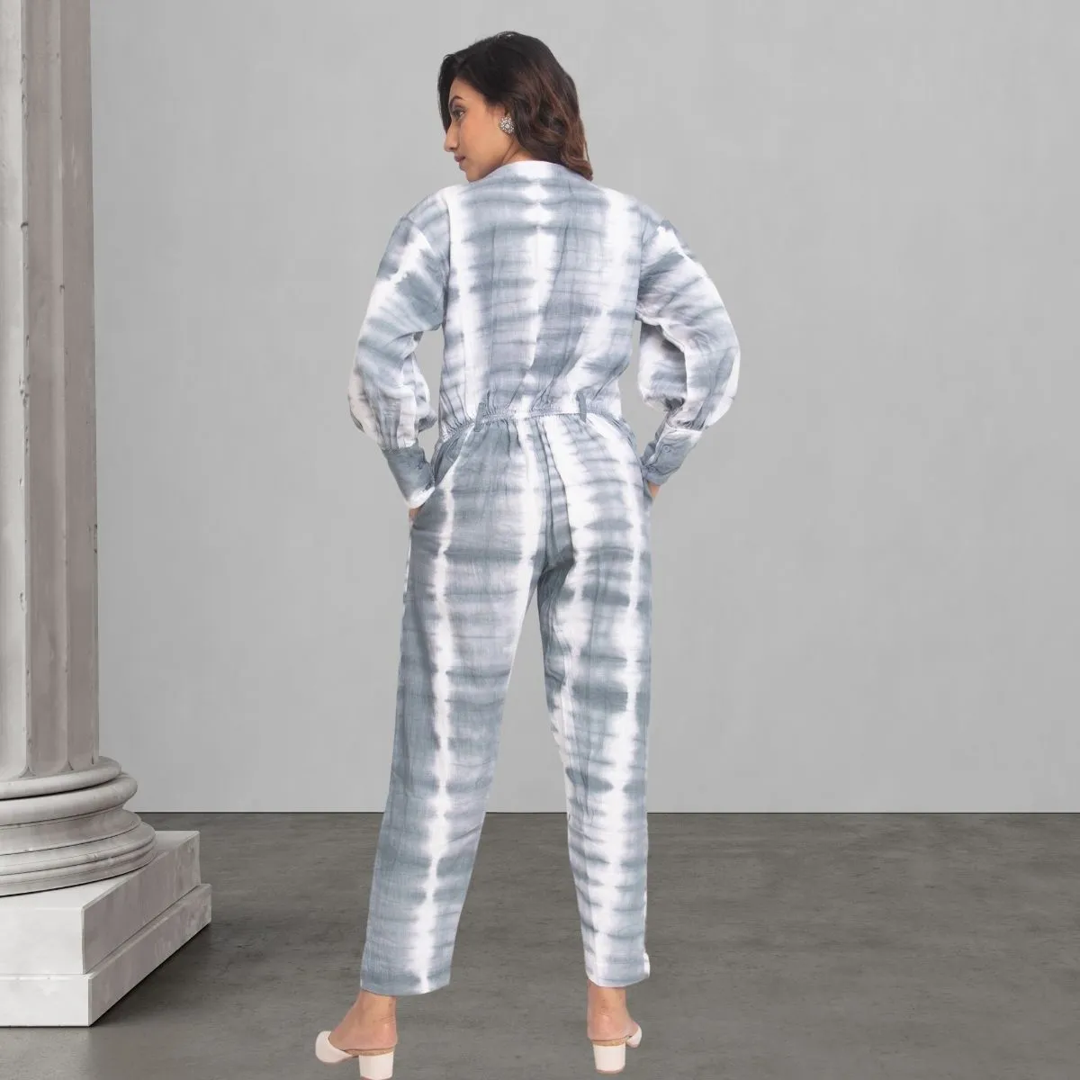 Tie Dye Jumpsuit for Women | Smart Construct | Casual Wear | Light Grey