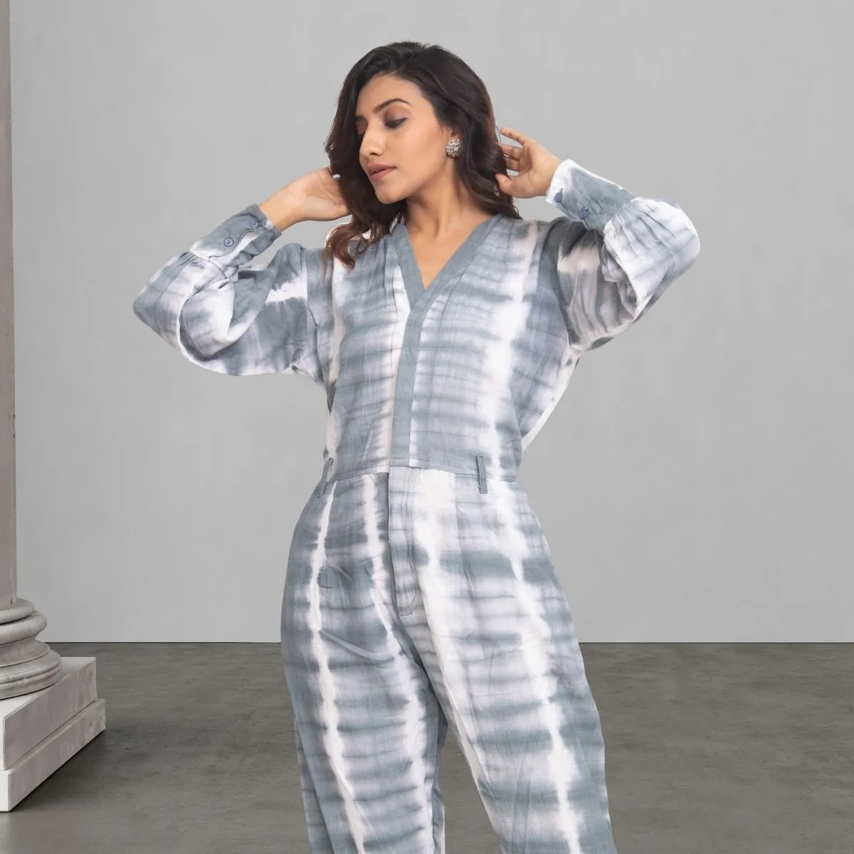 Tie Dye Jumpsuit for Women | Smart Construct | Casual Wear | Light Grey