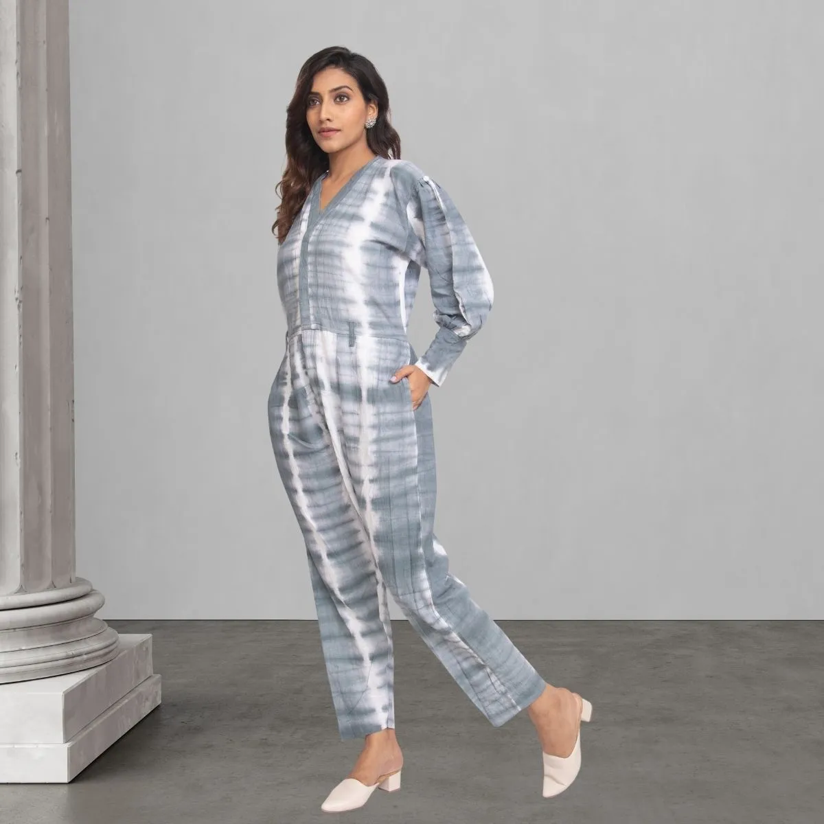 Tie Dye Jumpsuit for Women | Smart Construct | Casual Wear | Light Grey