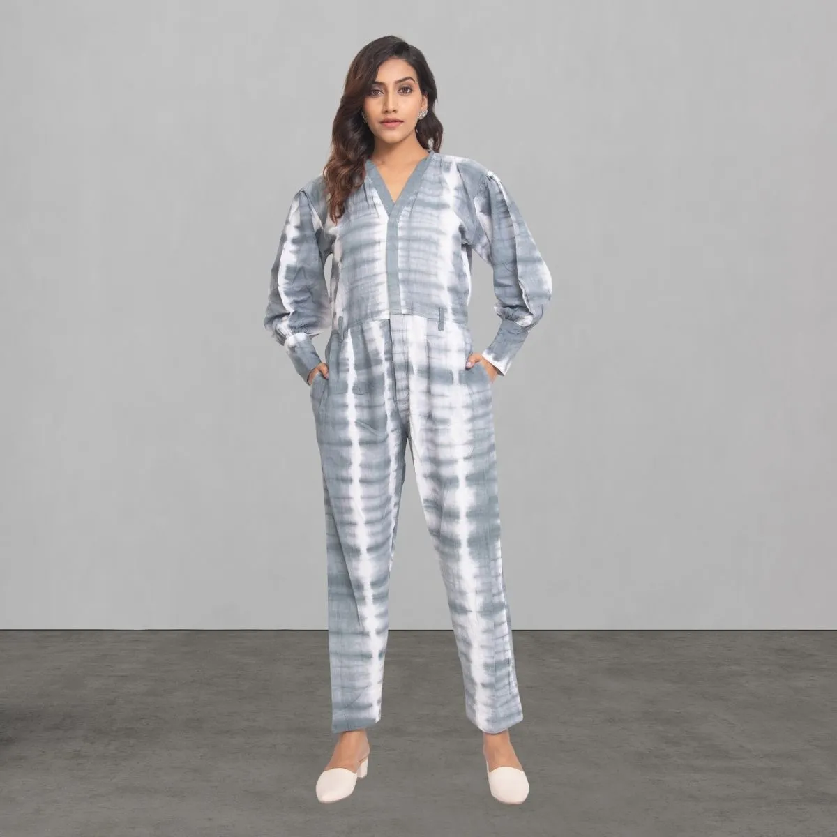 Tie Dye Jumpsuit for Women | Smart Construct | Casual Wear | Light Grey
