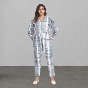 Tie Dye Jumpsuit for Women | Smart Construct | Casual Wear | Light Grey
