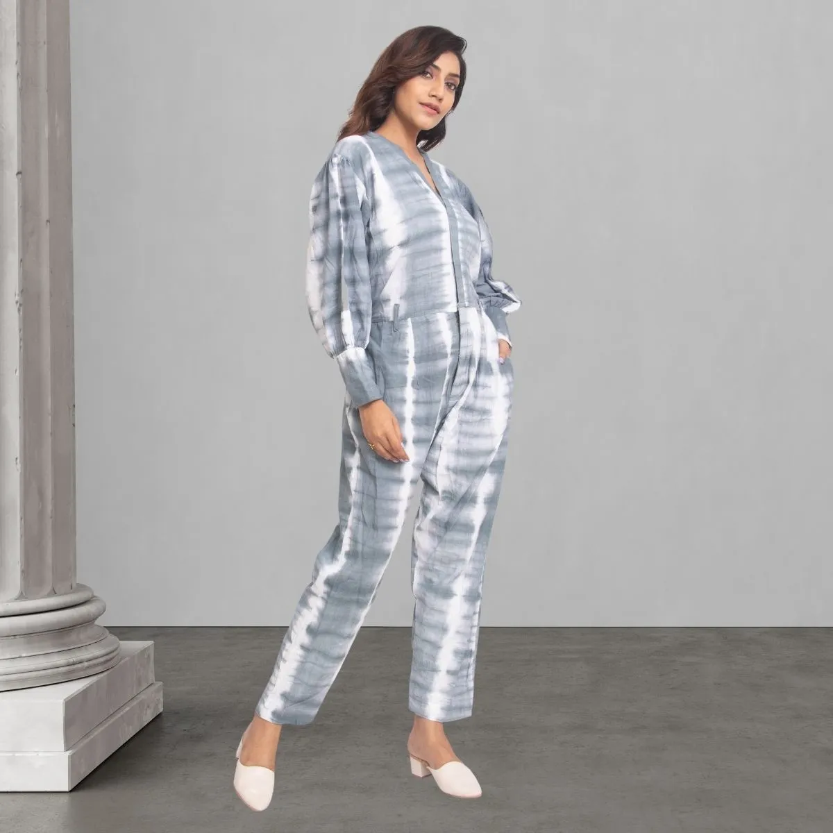Tie Dye Jumpsuit for Women | Smart Construct | Casual Wear | Light Grey