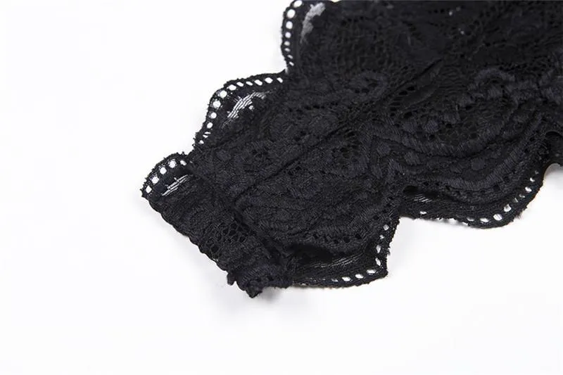 women deep V sheer bodysuits